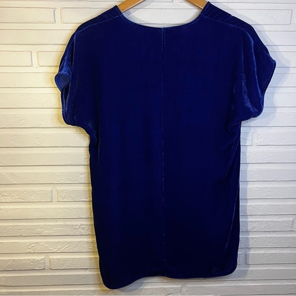 Eileen Fisher Blue Velvet Silk Blend V-Neck Top, Women’s Size Extra Small - Picture 5 of 6